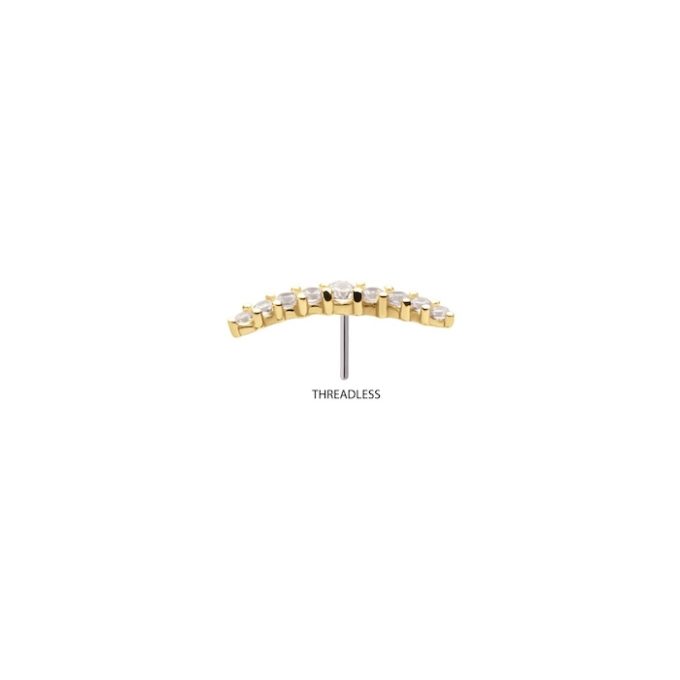 14kt gouden threadless gebogen bar 14kt gouden threadless gebogen bar