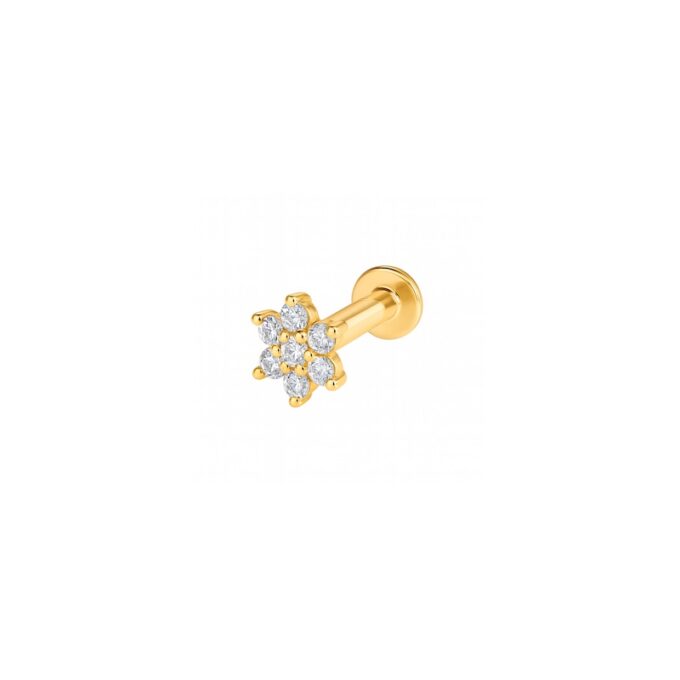 Mini floral piercing met diamanten