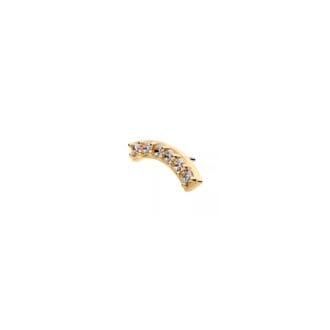 14kt gouden gebogen bar met 6 premium zirkonia