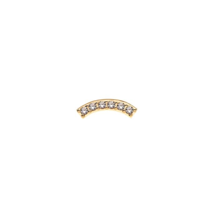 14kt gouden gebogen bar met 6 premium zirkonia 14kt gouden gebogen bar met 6 premium zirkonia