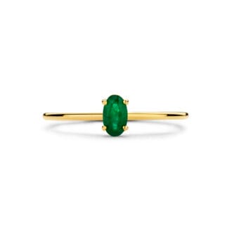 14 kt Gold Amber Ring Emerald