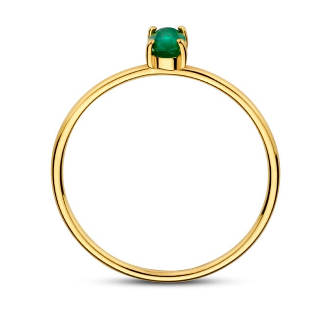 14 kt Gold Amber Ring Emerald