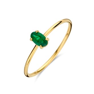 14 kt Gold Amber Ring Emerald