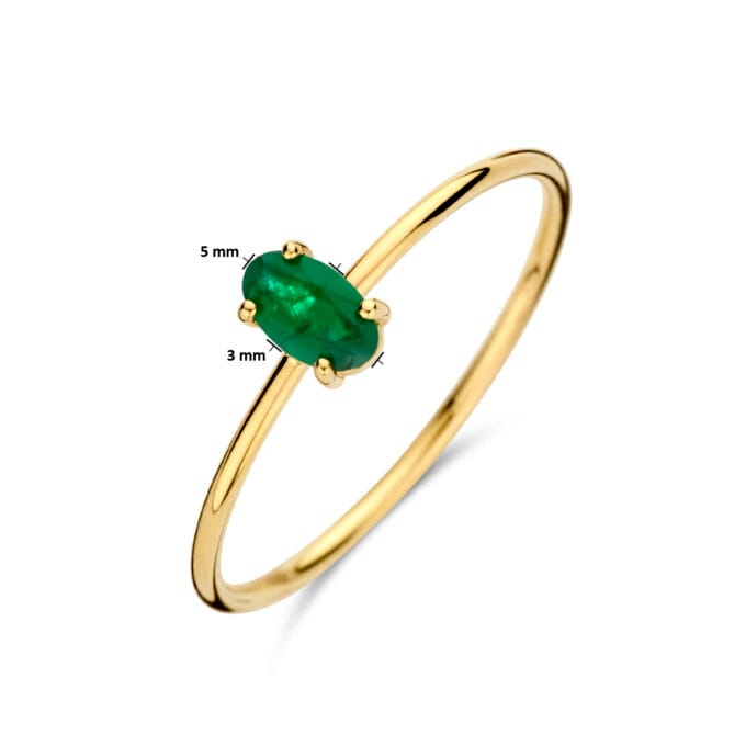 14 kt Gold Amber Ring Emerald